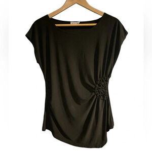 Forever Jade Black Ruched Detail Blouse